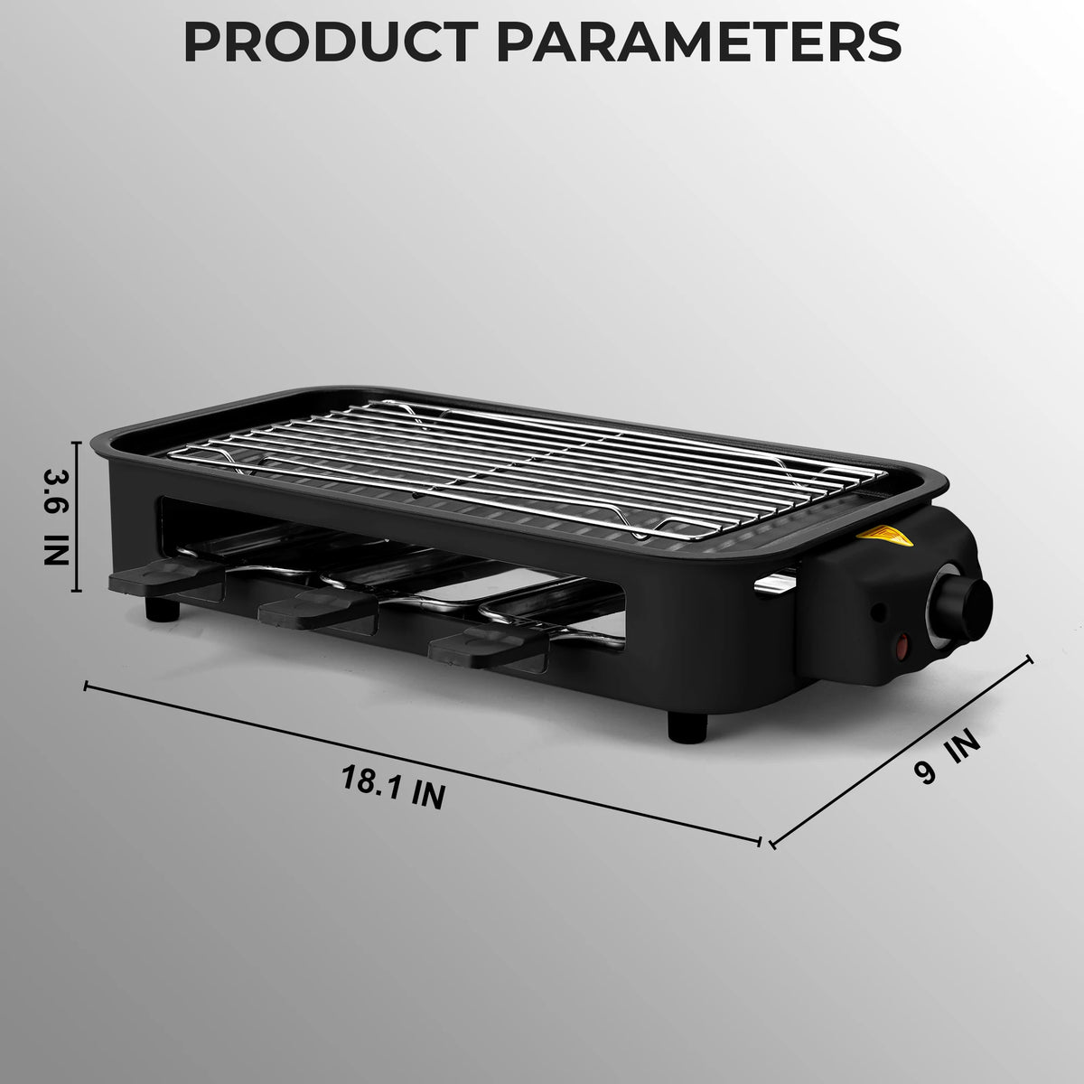 Suslas 2-In-1 Electric Grill Pan With Raclette Pans