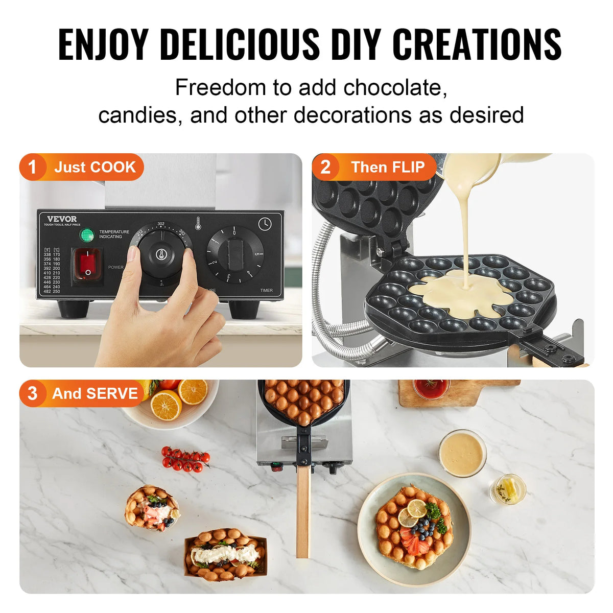 SucceBuy Commercial Nonstick Bubble Waffle Maker