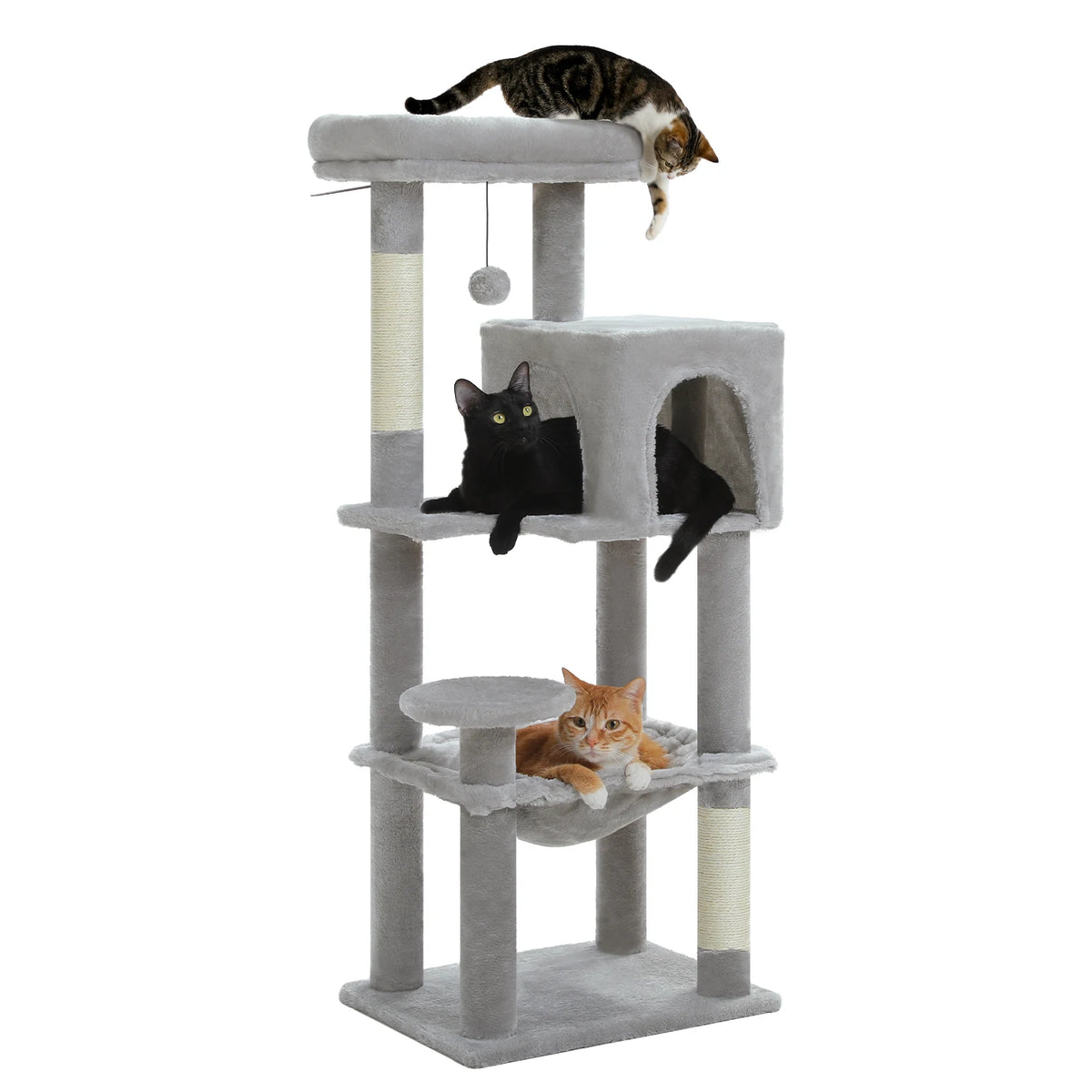 PEQULTI Five Tier Cat Tree With Hammock And Sisal Post