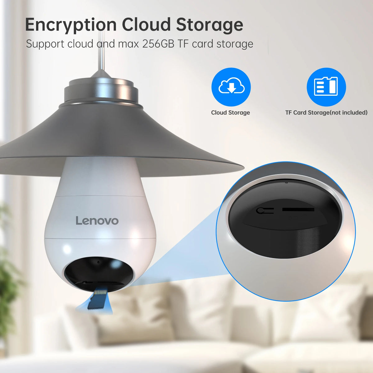 Lenovo 3MP WiFi E27 Bulb Security Camera With Night Vision