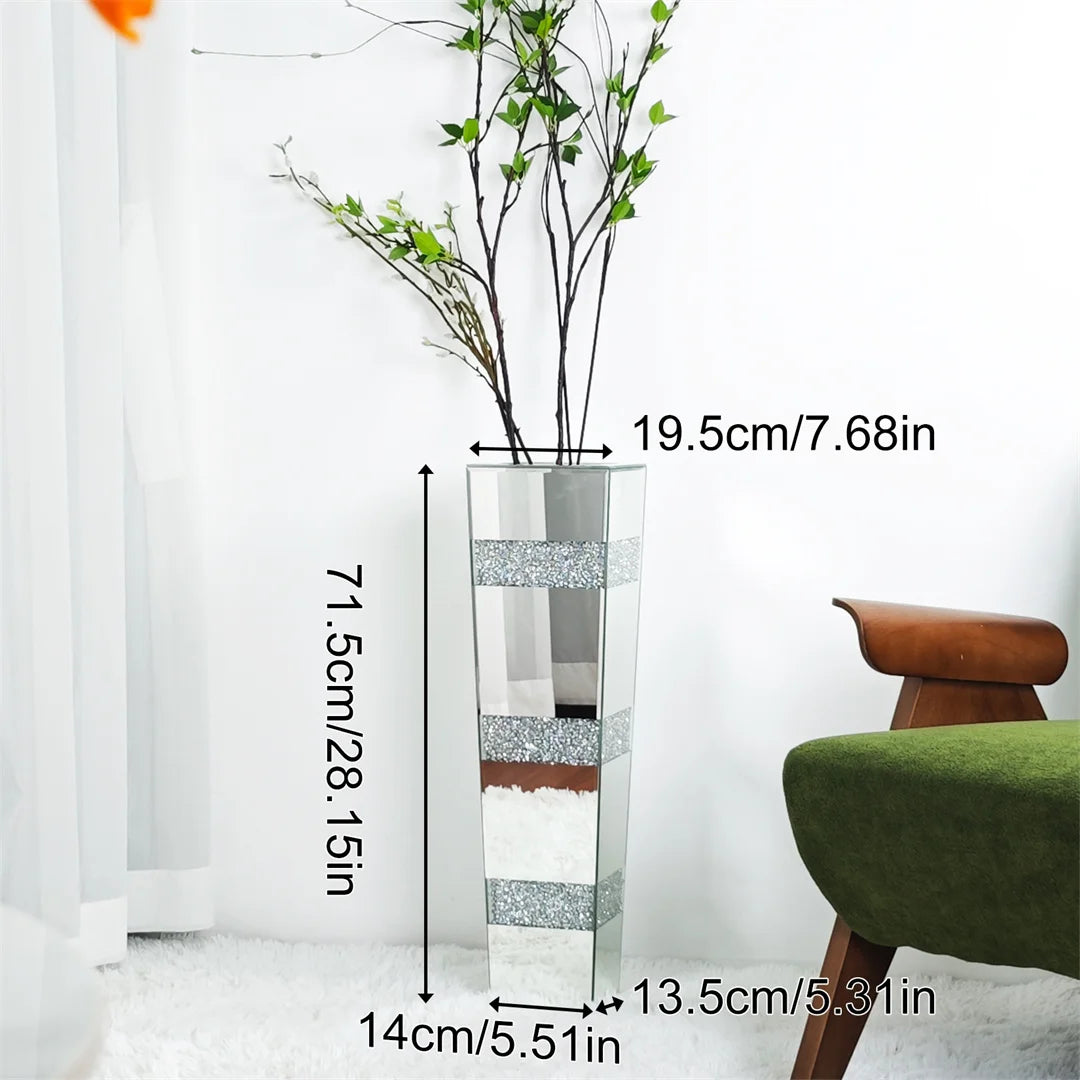Modern Mirrored Crystal Floor Flower Vase