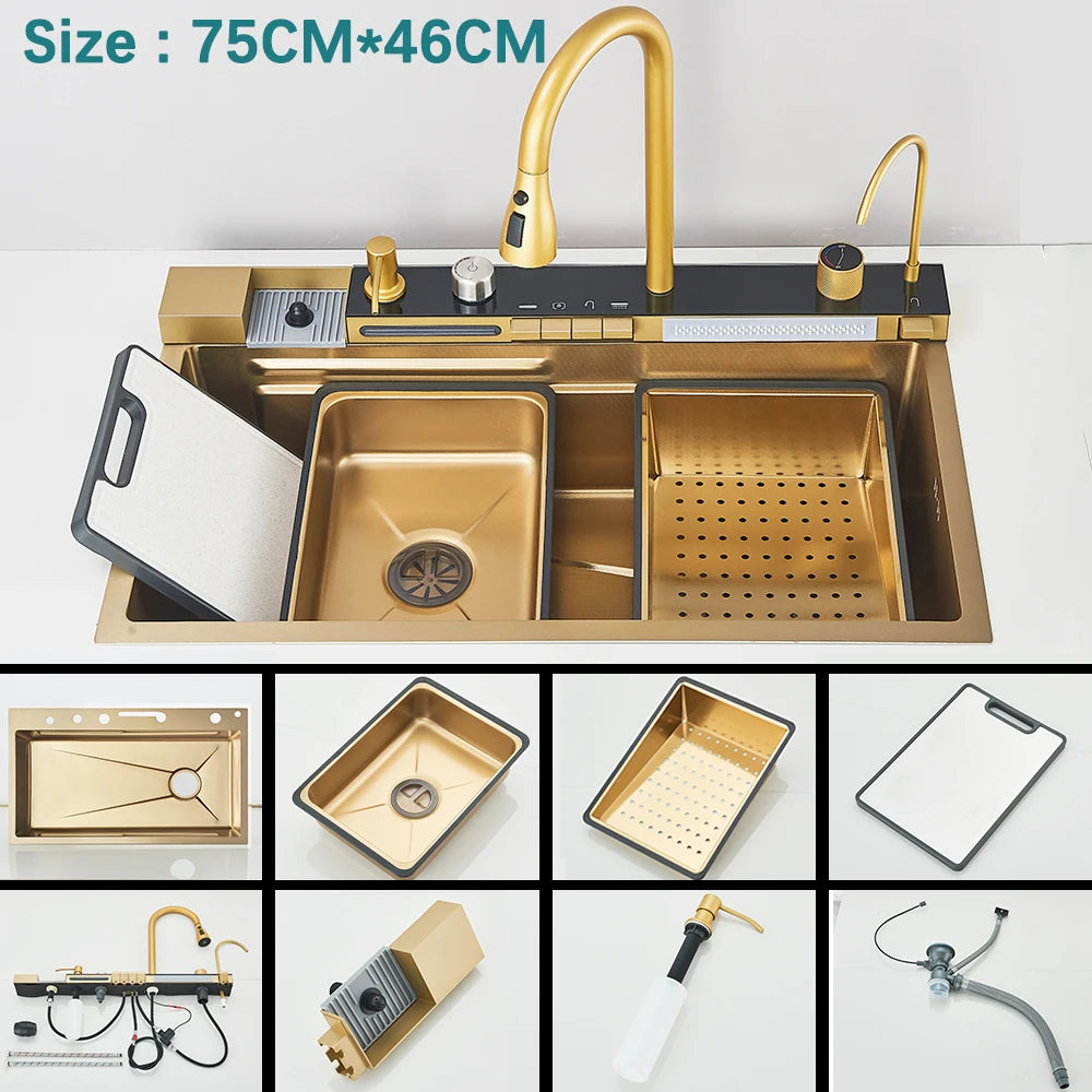 304 Stainless Steel Kitchen Waterfall Sink Undermount