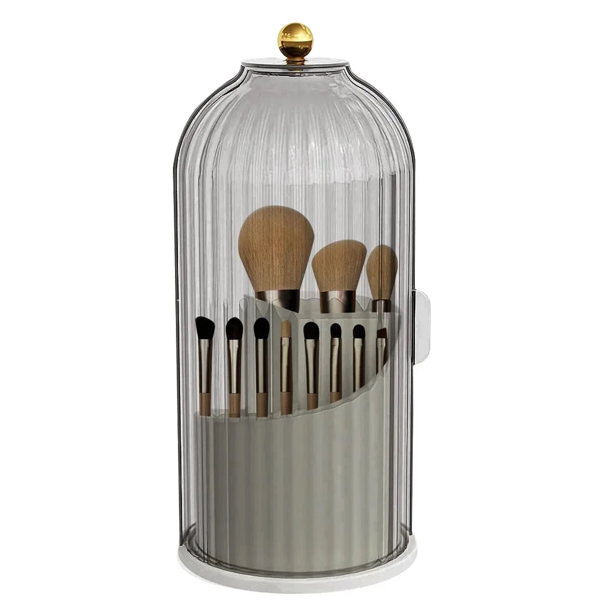 Sliding Lid Rotating Toothbrush Holder Organizer for Bathroom