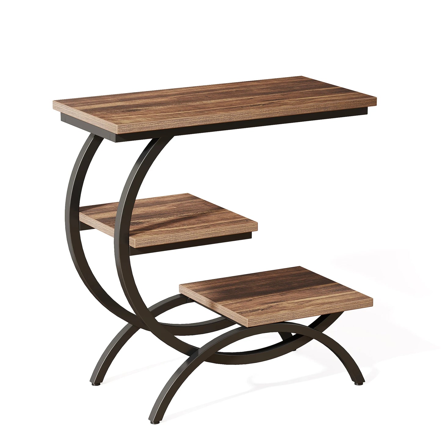 Tribesigns C-Shaped End Table With Storage Shelves