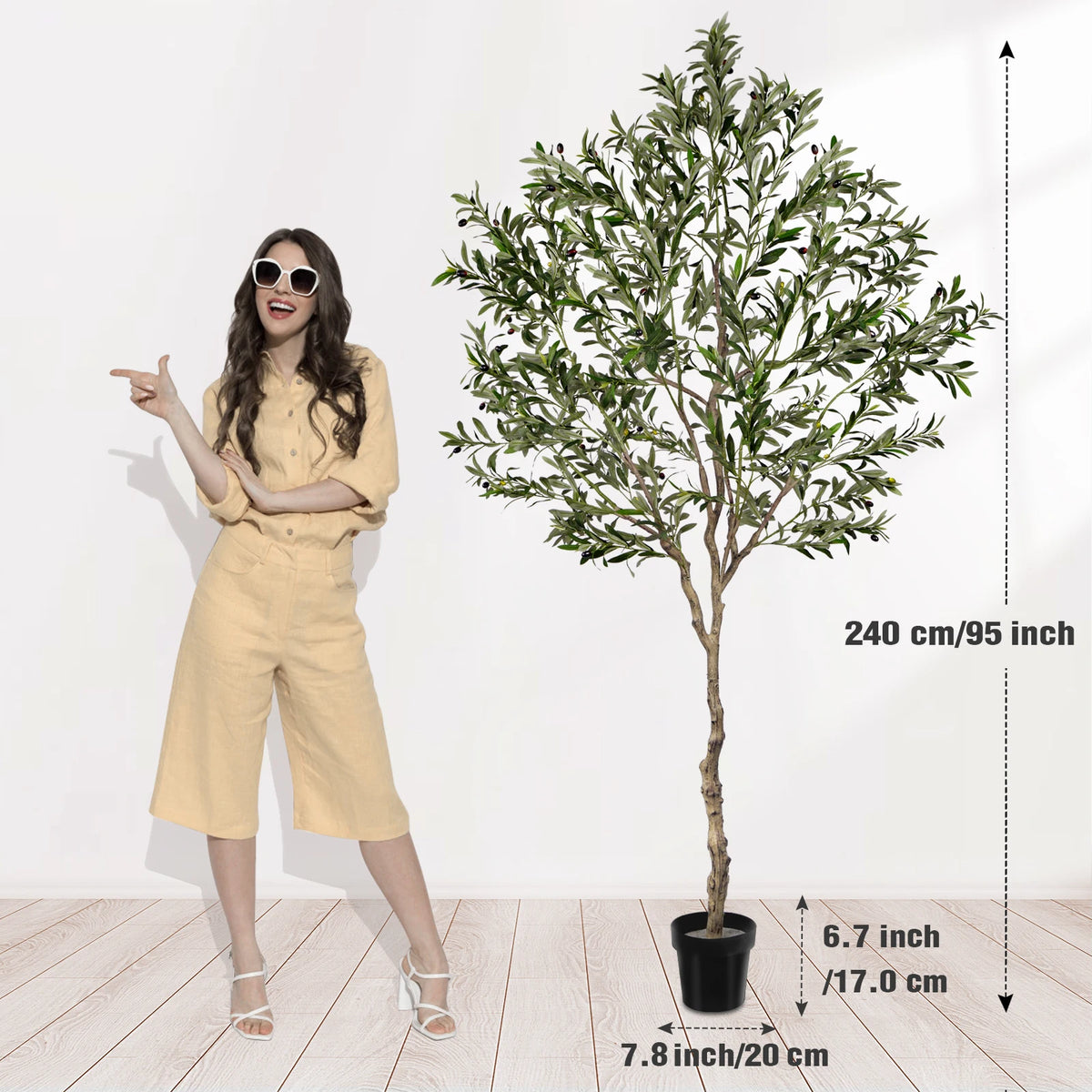 Olitree Faux Olive Tree With Wood Trunk And Pot