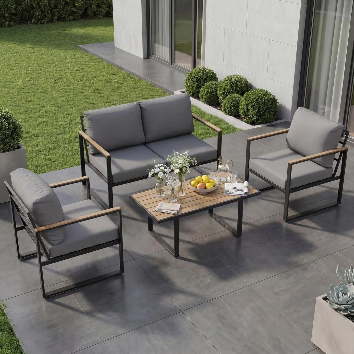 HobbyLane Modern Patio Sectional Sofa With Coffee Table