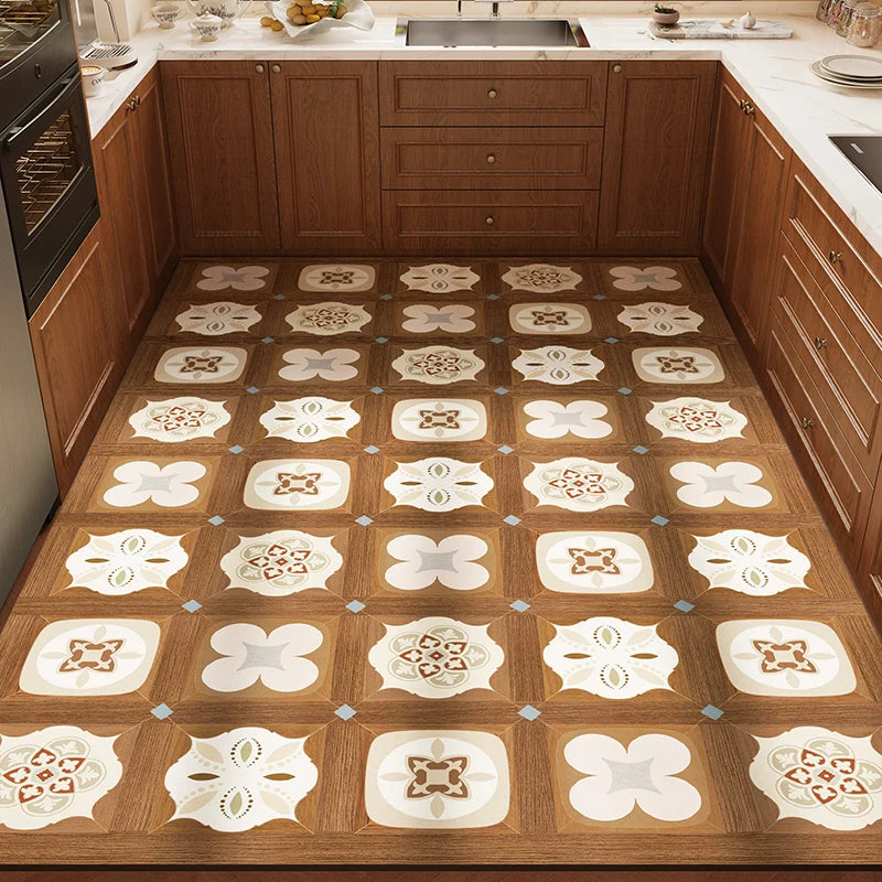 Rug for Kitchen Waterproof Anti-slip Carpet Large-size PVC Leather Oil-proof Stain-resistant Foot Mat American Retro Floor Mats