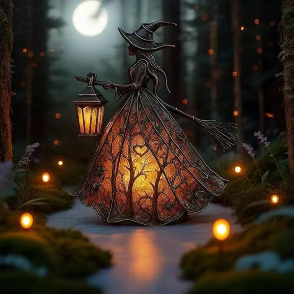 Halloween Witch Ghost 3D Lamp Lantern Decorative Resin Lantern For Festival Spooky Party Decor Halloween Outdoor Indoor Lantern