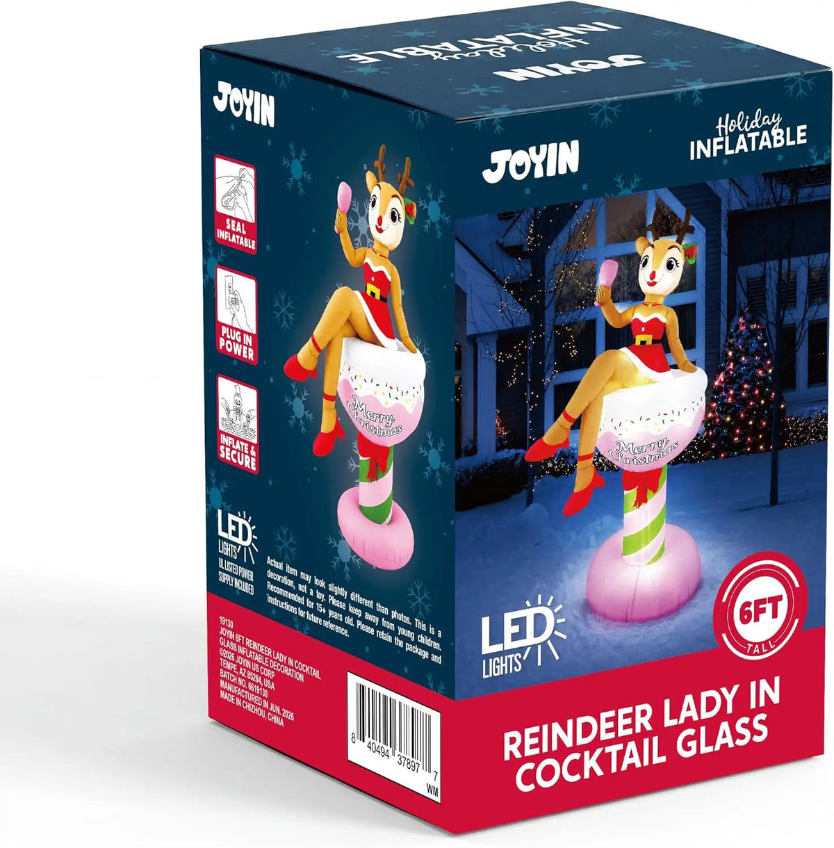 Joyfy Inflatable Reindeer Cocktail Glass Christmas Decor