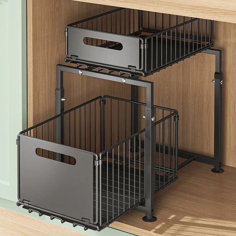 AEHOME 2 Tier Slide Out Cabinet Organizer Under Sink