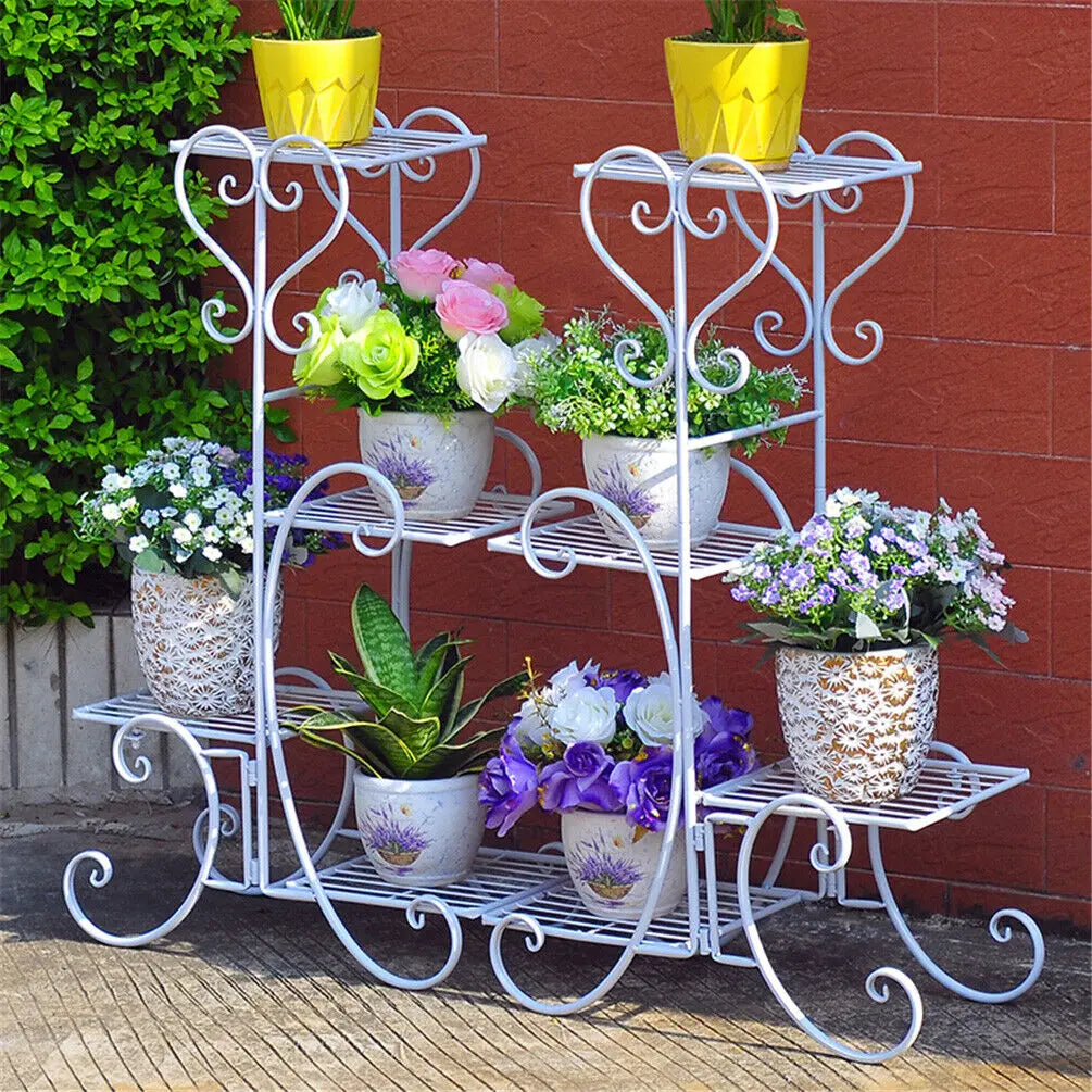 4 Tier Metal Plant Stand For Home Garden Flower Display