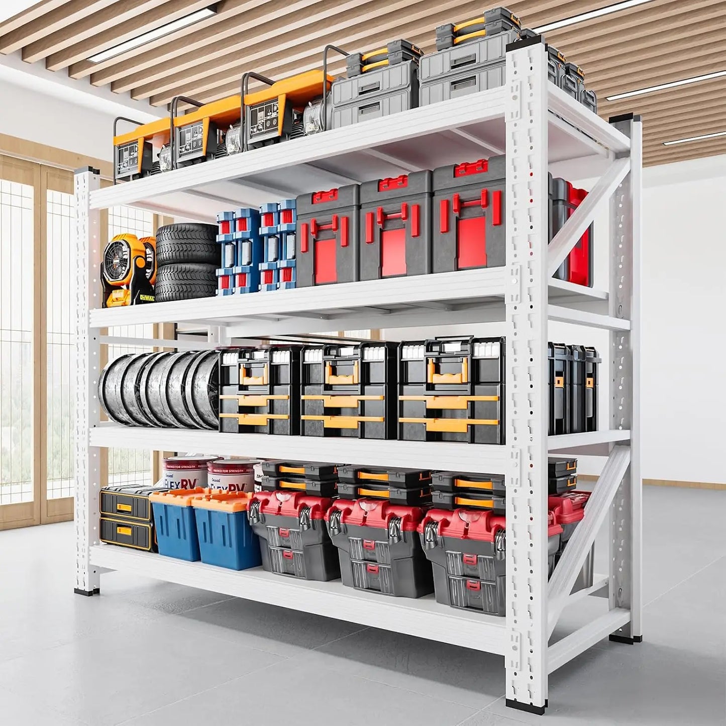 Heavy Duty Garage Shelving Unit Metal Construction
