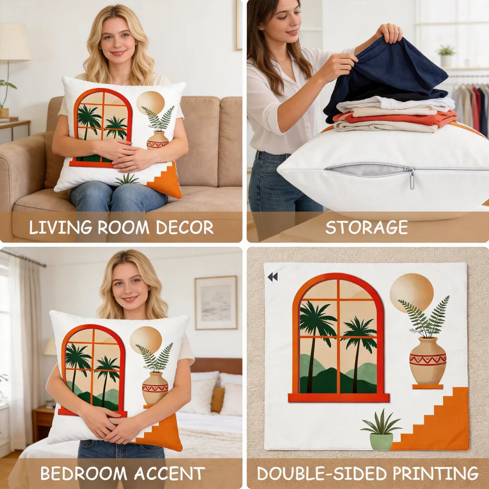 Set of 4 Pumpkin Throw Pillow Covers Autumn Harvest Decor