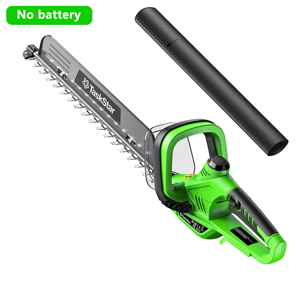 TaskStar 22" Electric Hedge Trimmer with 180° Rotatable Handle & Debris Remover & 550mm SK5 Dual Edge Blade 20V Cordless Hedge Clippers for Shrub Trimming with 2 4.0Ah Batteries