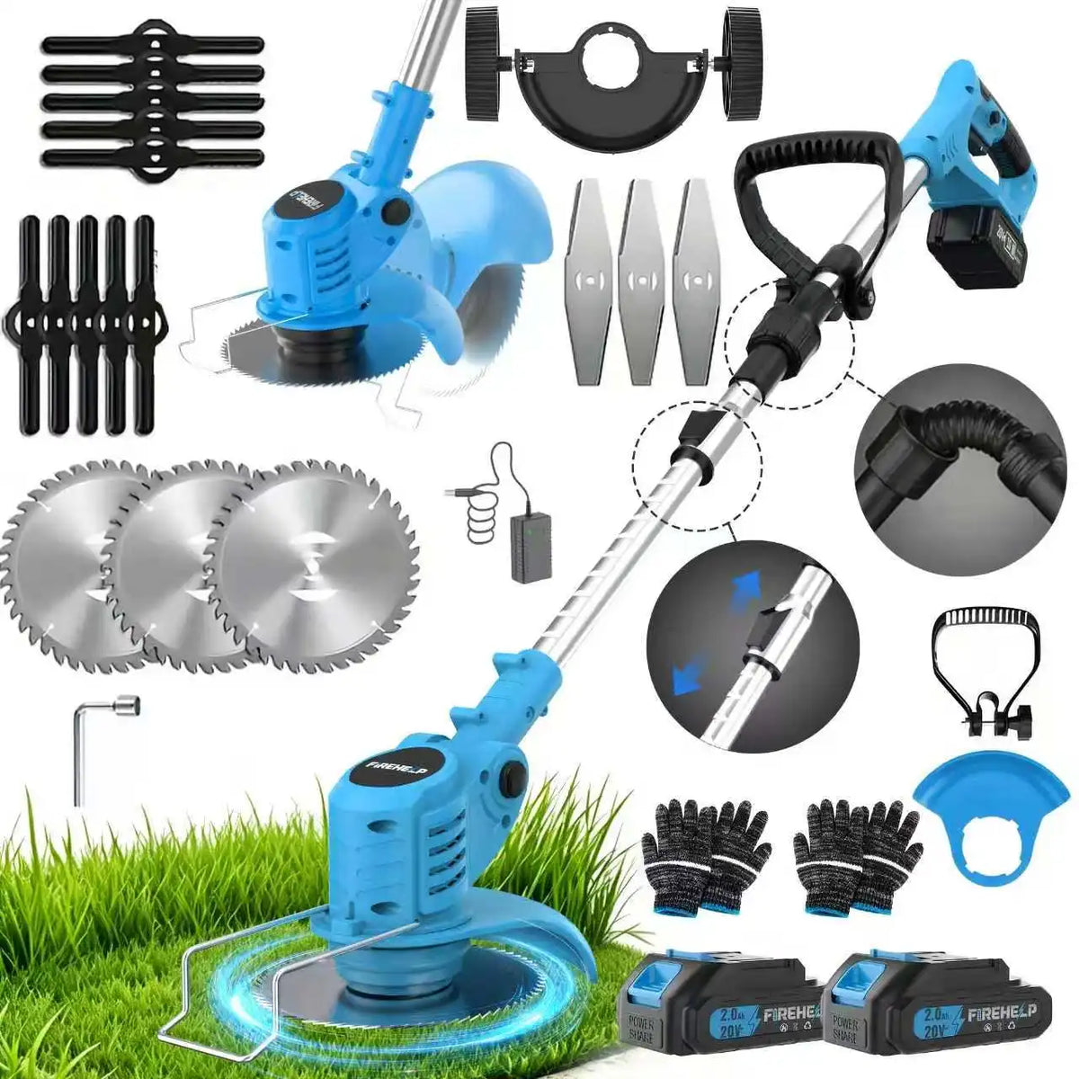 Firehelp Cordless 3 In 1 Lawn Mower Trimmer Edger