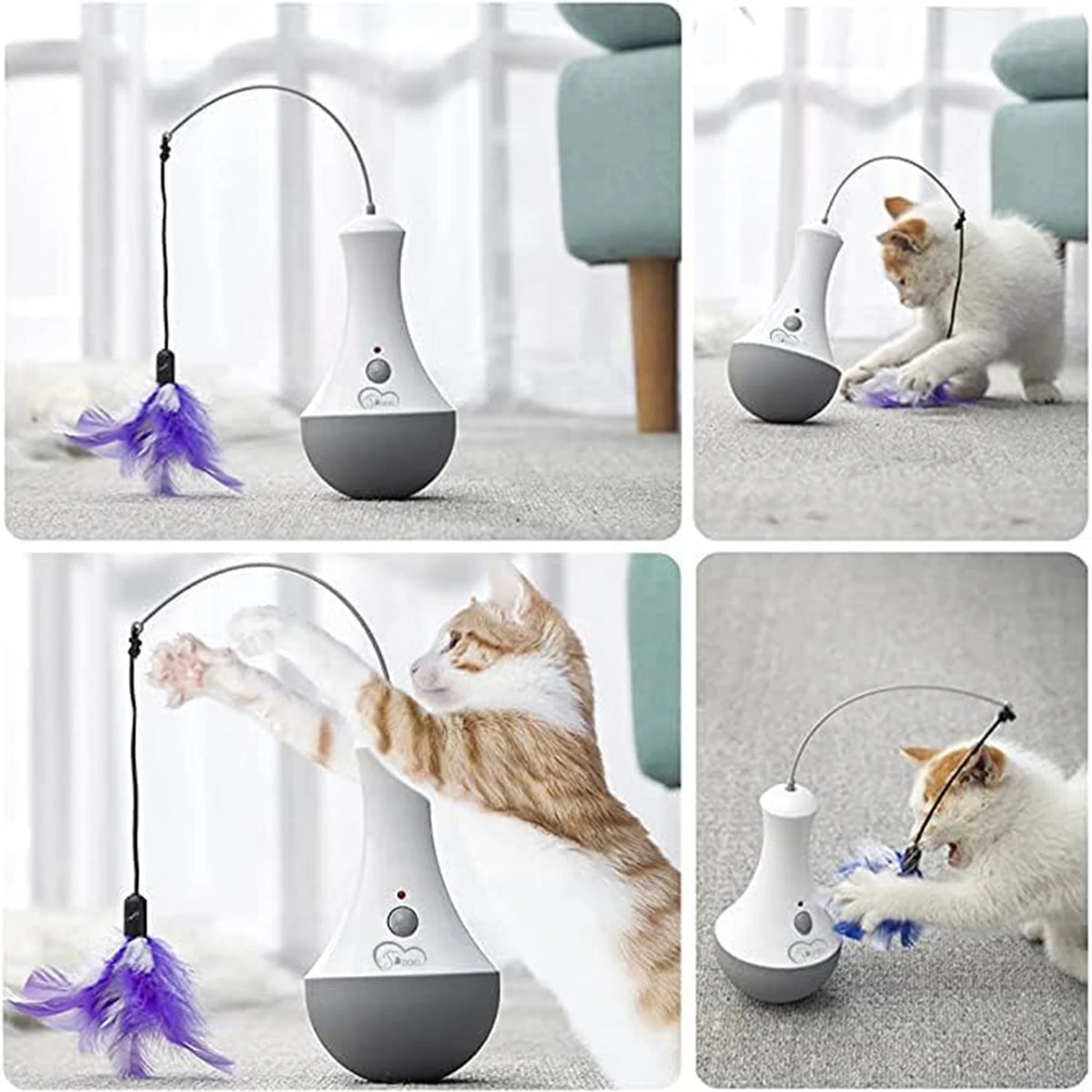 Automatic Interactive Feather Cat Toy With Rotation