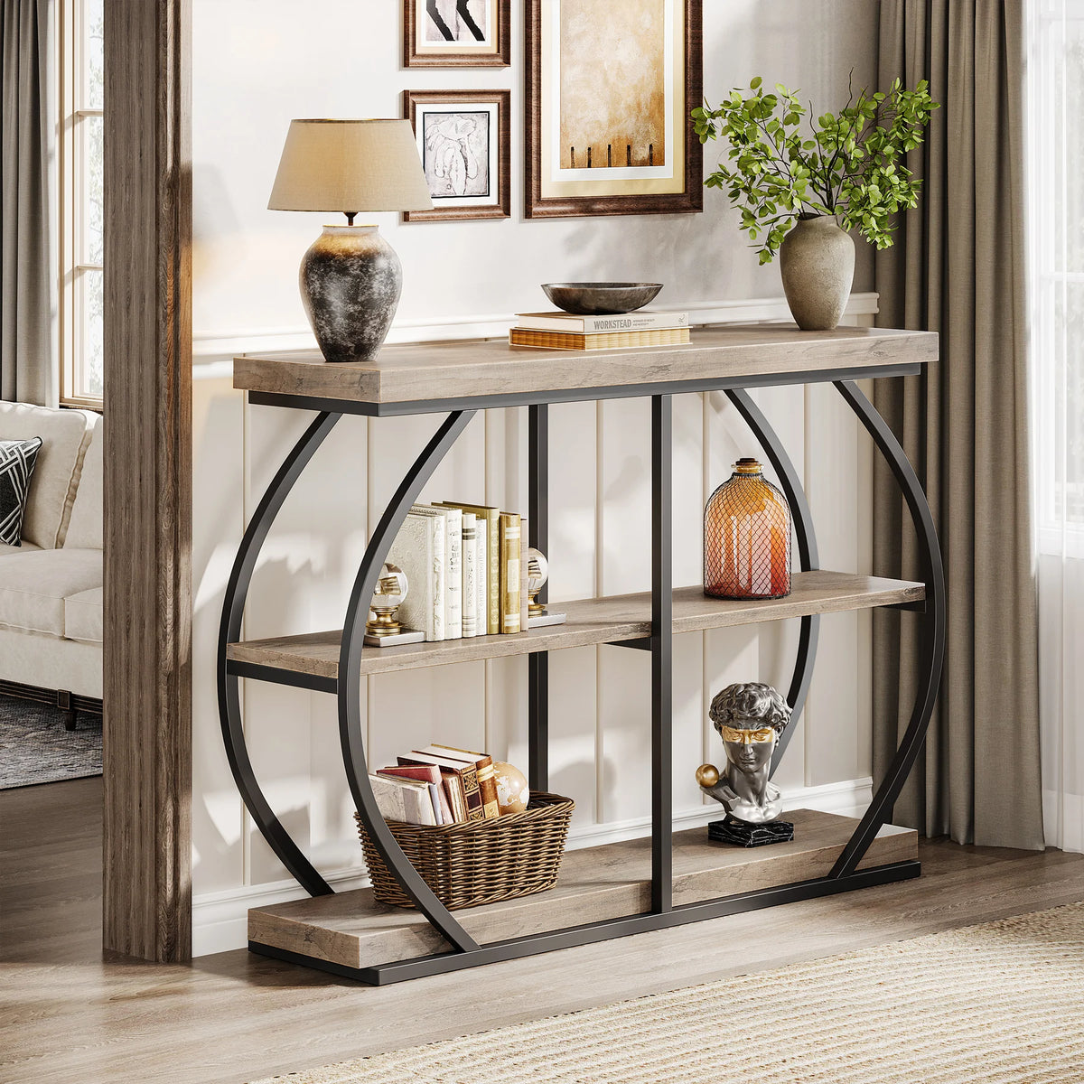 Tribesigns Industrial 3 Tier Entryway Console Table