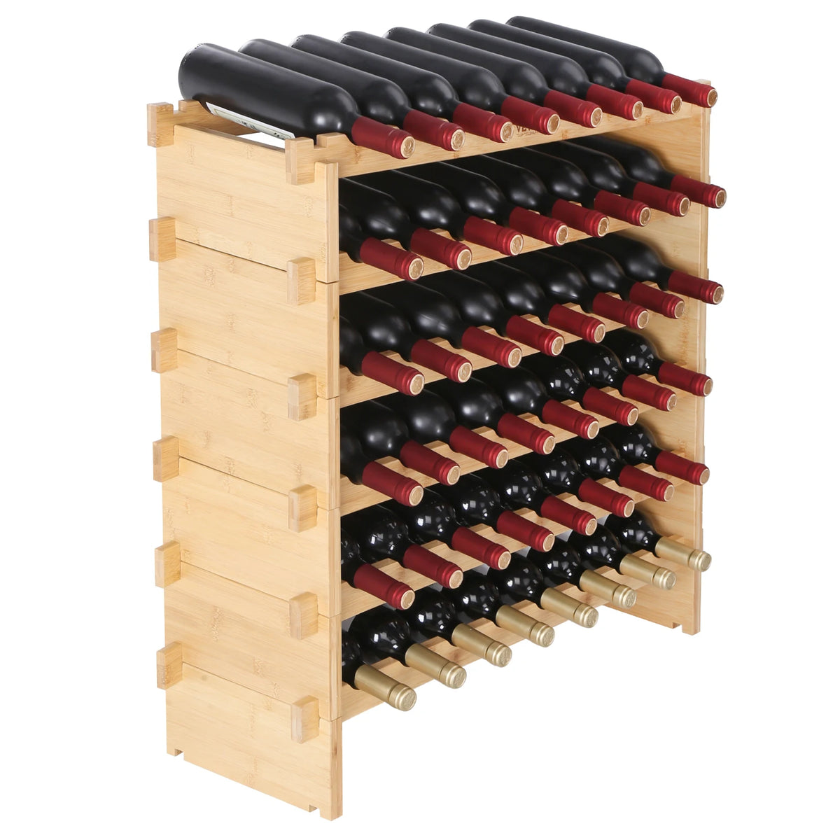 SucceBuy 8-Tier Bamboo Stackable Wine Rack