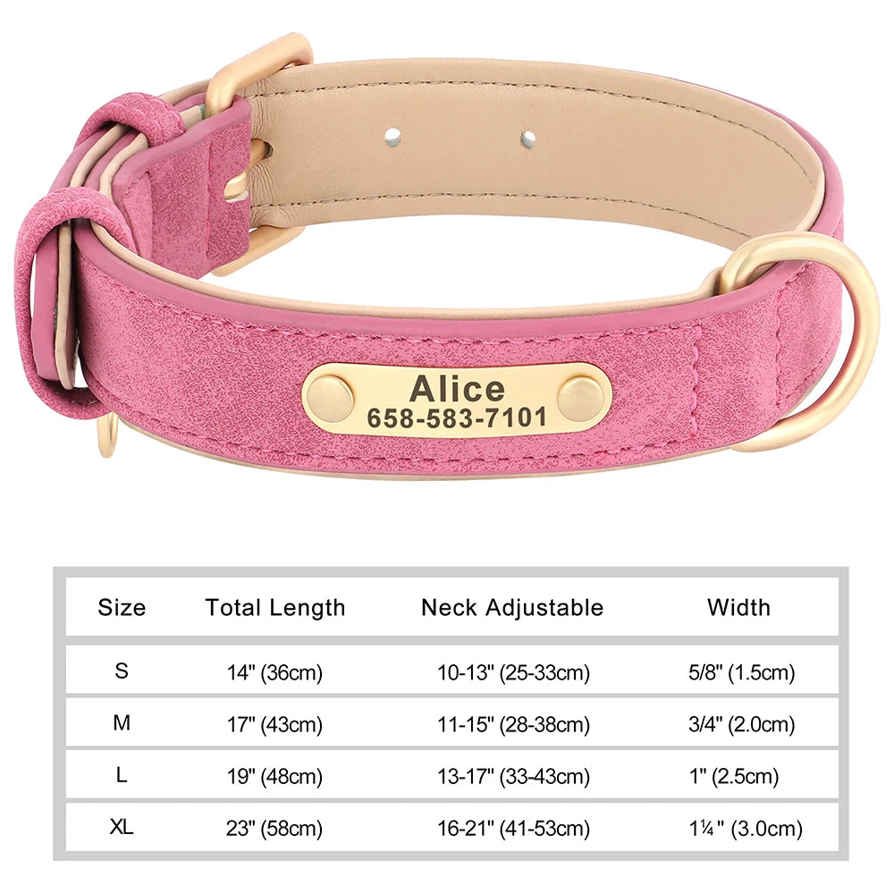 PET ARTIST Personalized Engraved Leather Dog Collar
