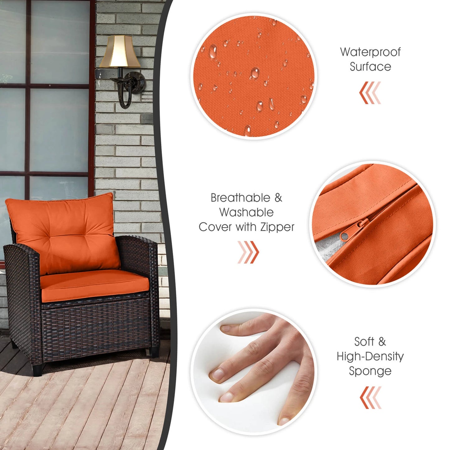 Homasis Outdoor Rattan Cushioned Conversation Set