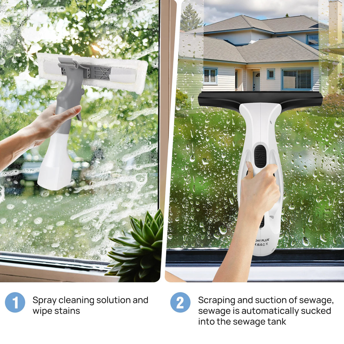 DayPlus Cordless Electric Window Vacuum Squeegee