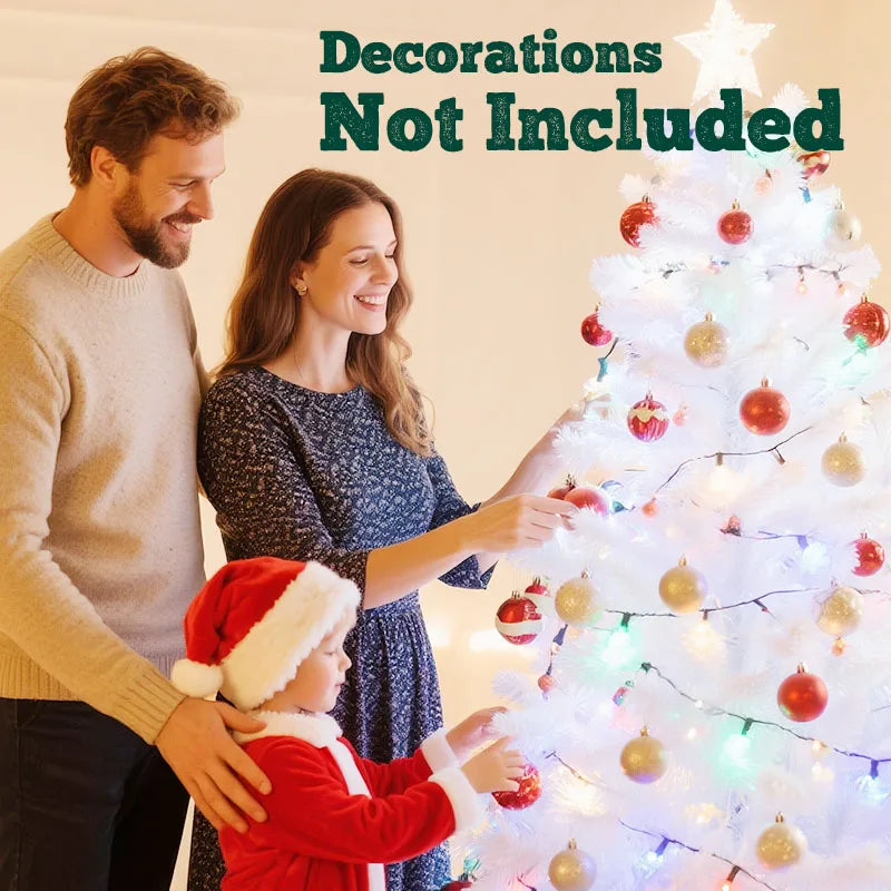 7ft/8ft Artificial Christmas Tree with Snow Flocked  Xmas Tree W/1000 Branch Tips, Foldable Metal Stand, White