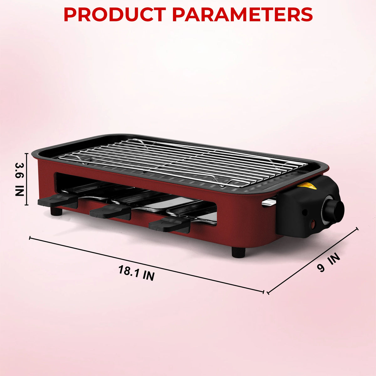 Suslas 2-In-1 Electric Grill Pan With Raclette Pans