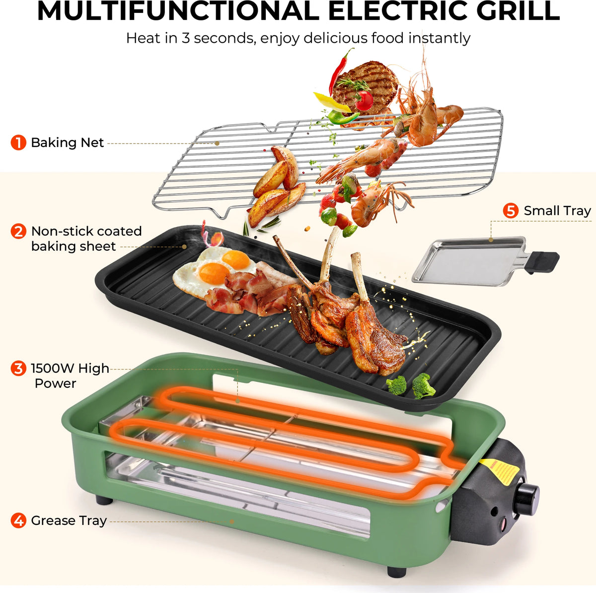 Sumetas Smokeless Electric Grill With Removable Griddle