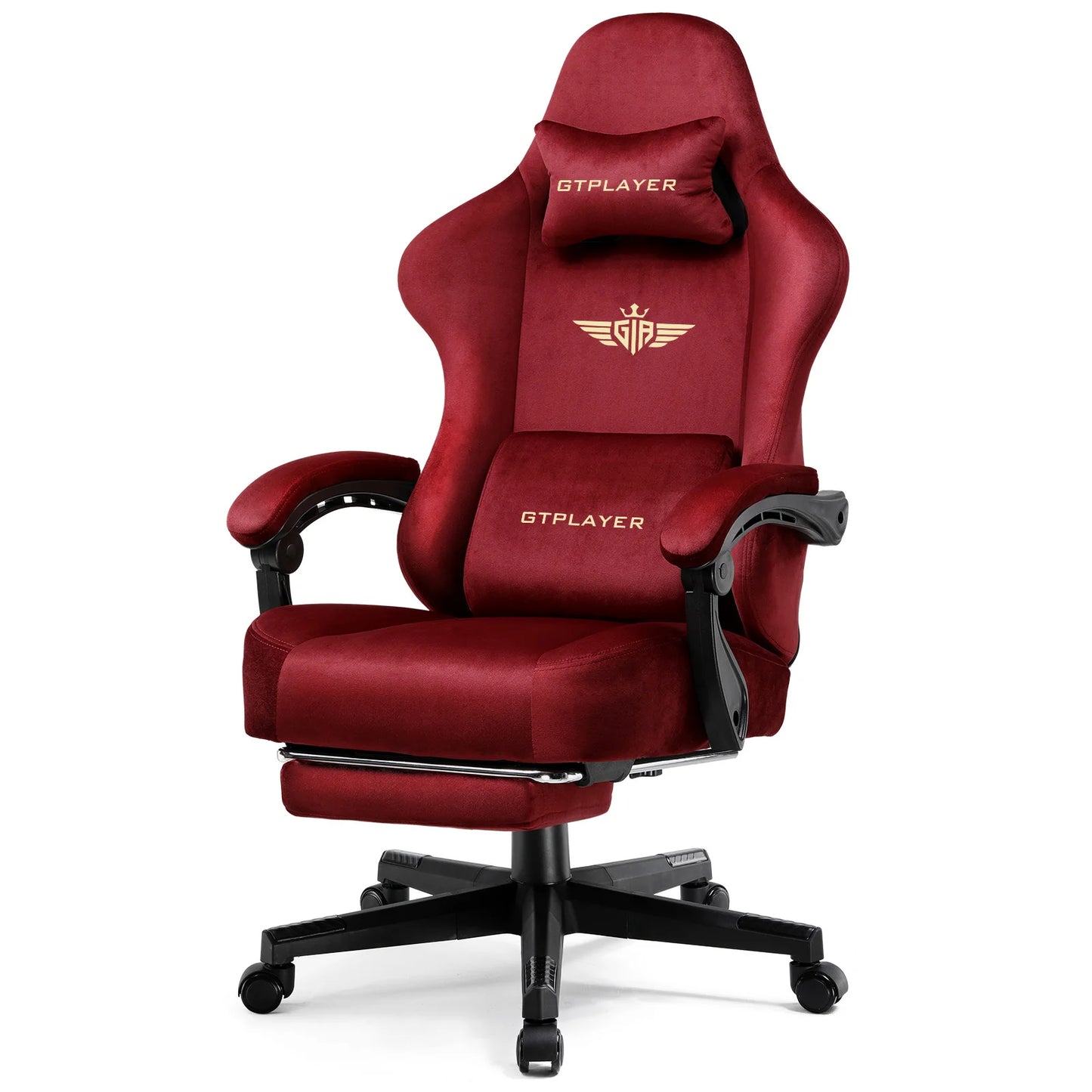 Gtplayer Gaming Chair Fabric with Pocket Spring Cushion, Big and Tall Gaming Chair 350Lbs High Back Computer Chair