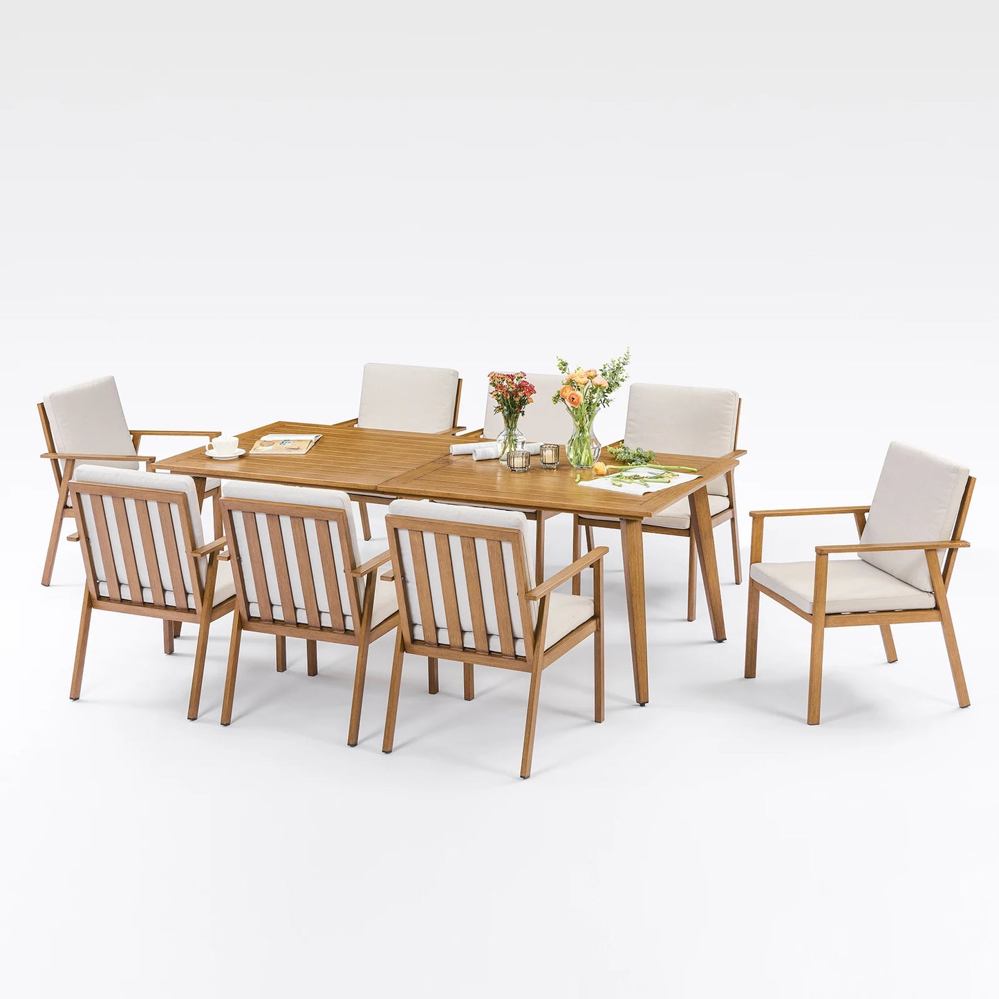 SeeHill 9-Piece Outdoor Patio Dining Set With Umbrella Hole