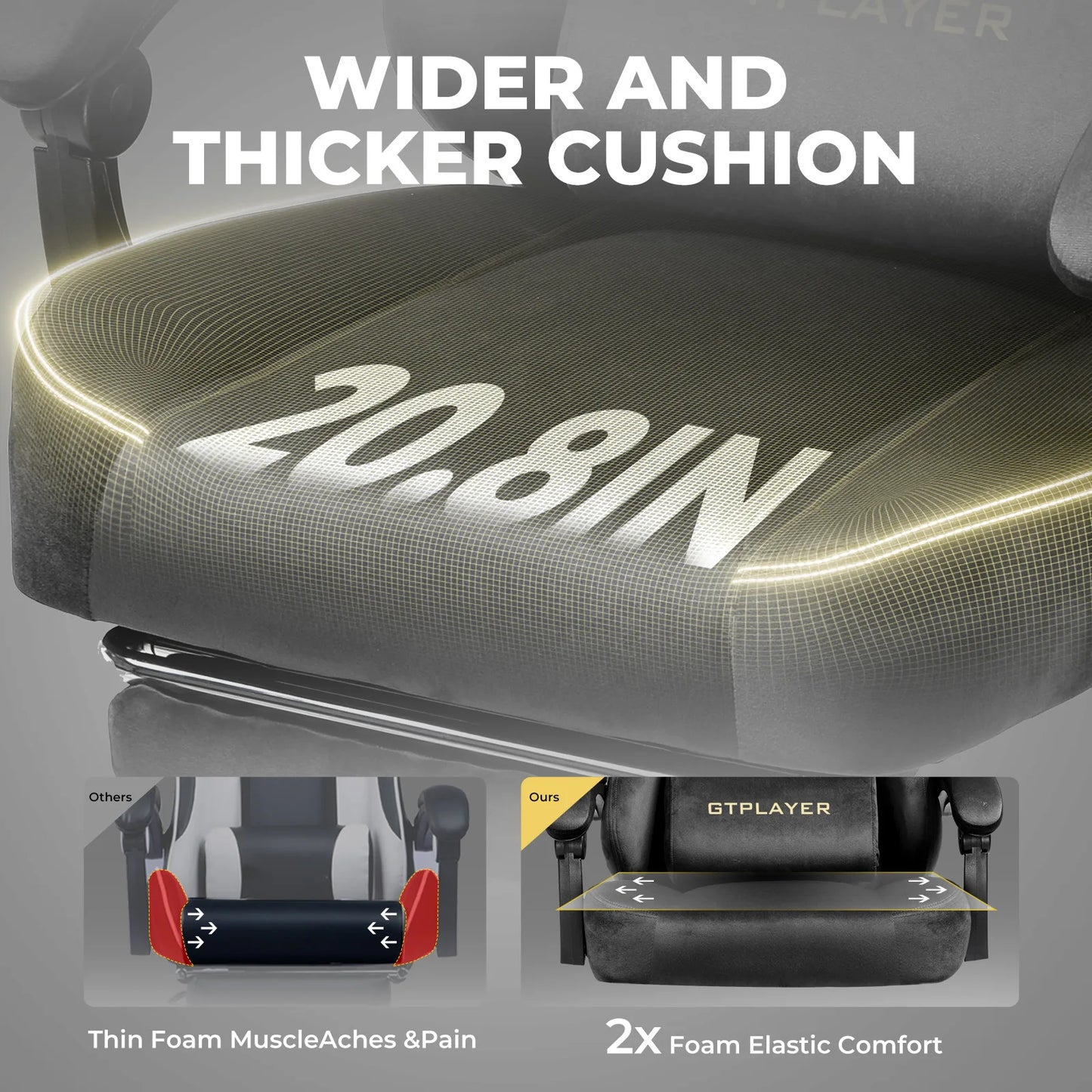 Gtplayer Gaming Chair Fabric with Pocket Spring Cushion, Big and Tall Gaming Chair 350Lbs High Back Computer Chair