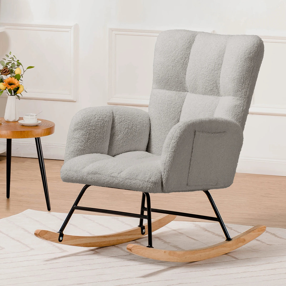 COMHOMA Nursery Rocking Chair With Side Pockets