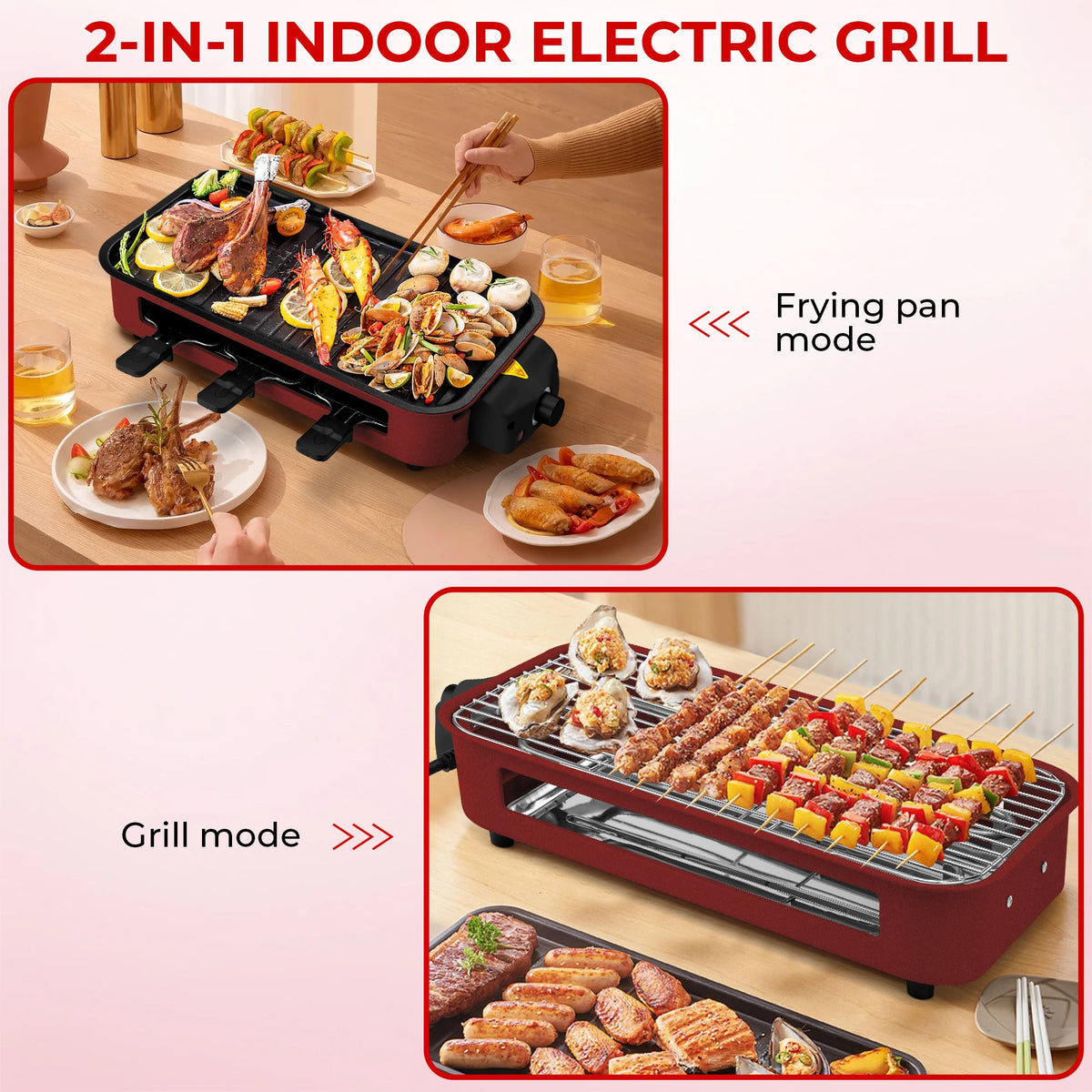 Suslas 2-In-1 Electric Grill Pan With Raclette Pans