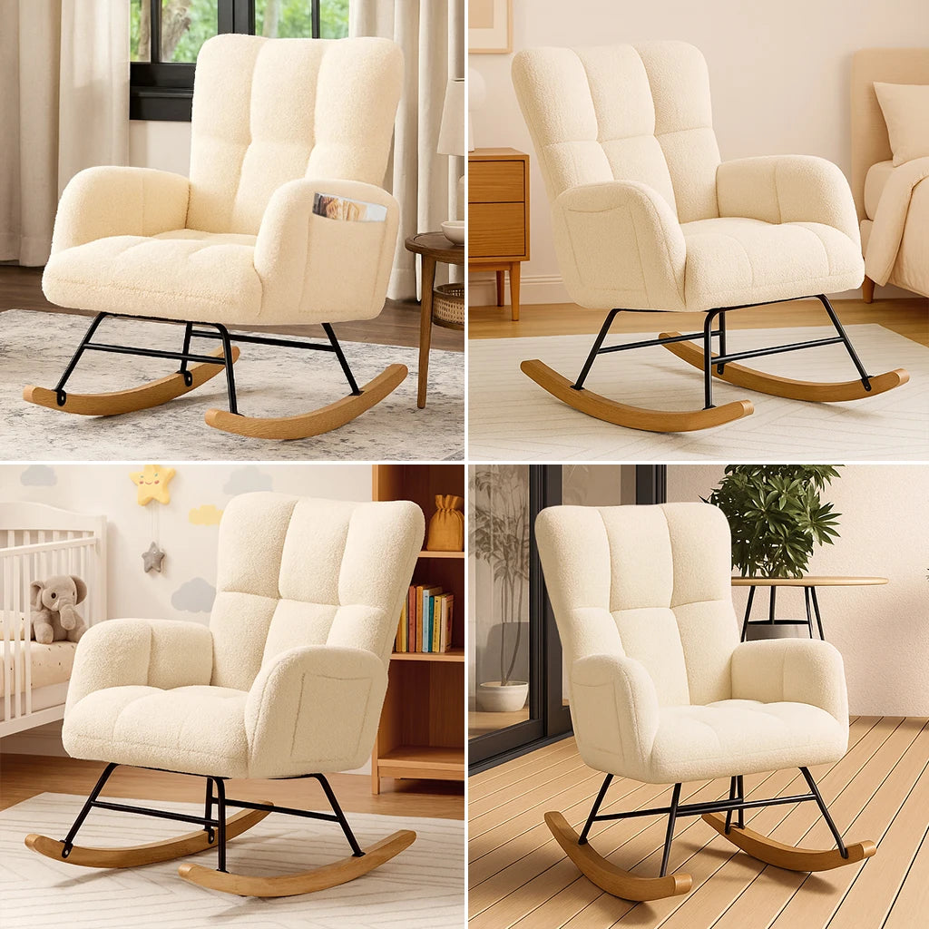 COMHOMA Nursery Rocking Chair With Side Pockets