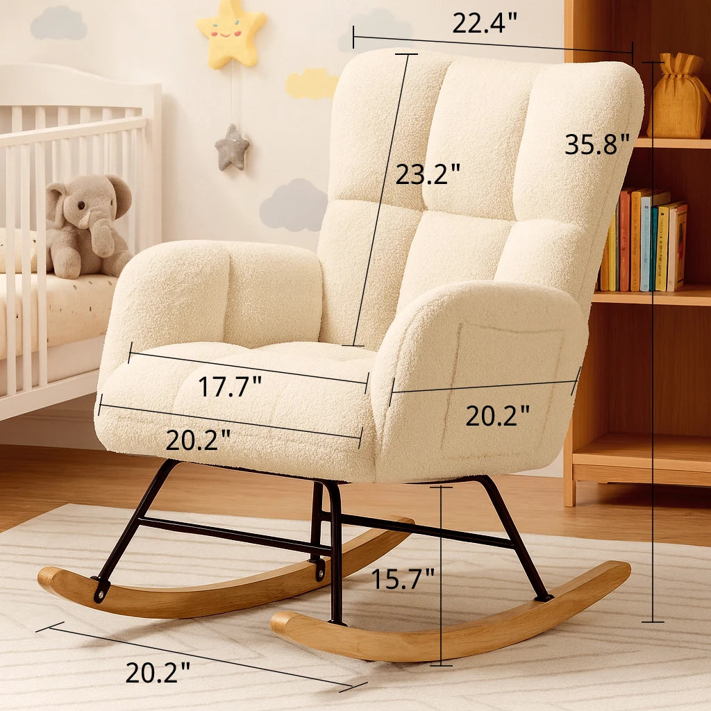 COMHOMA Nursery Rocking Chair With Side Pockets
