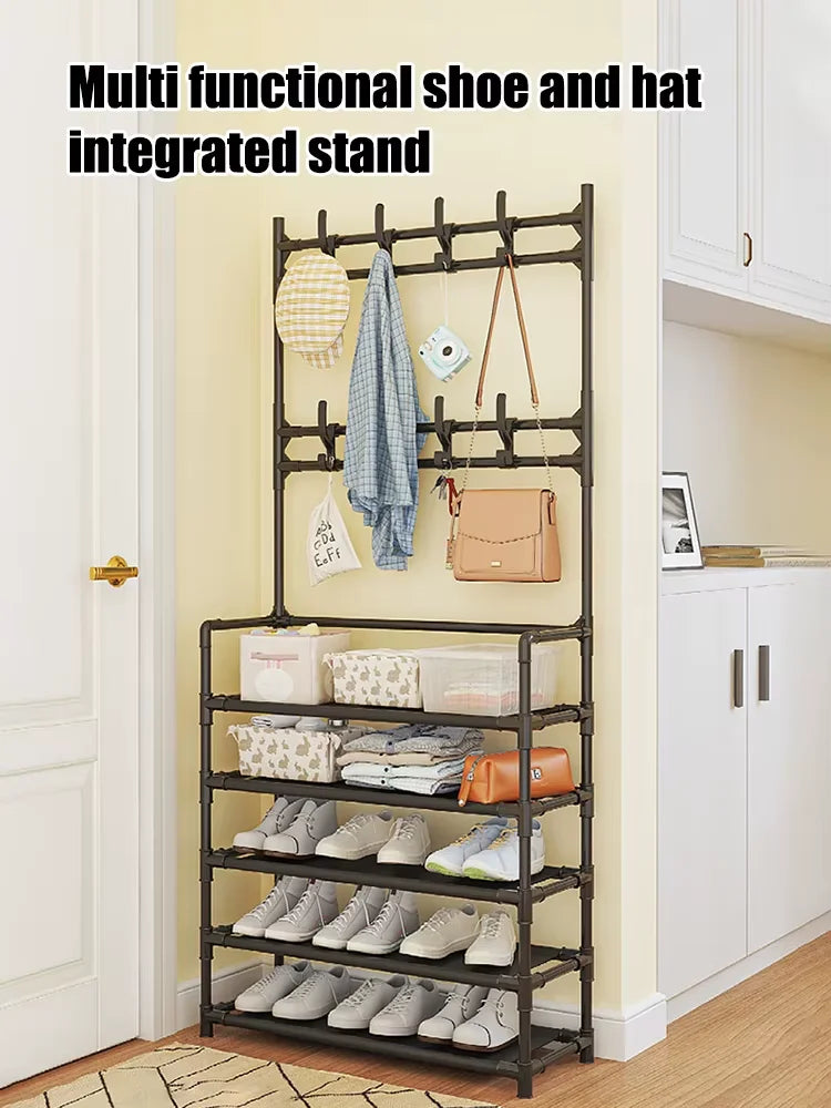 Metal Entryway Shoe Rack and Clothes Hanger