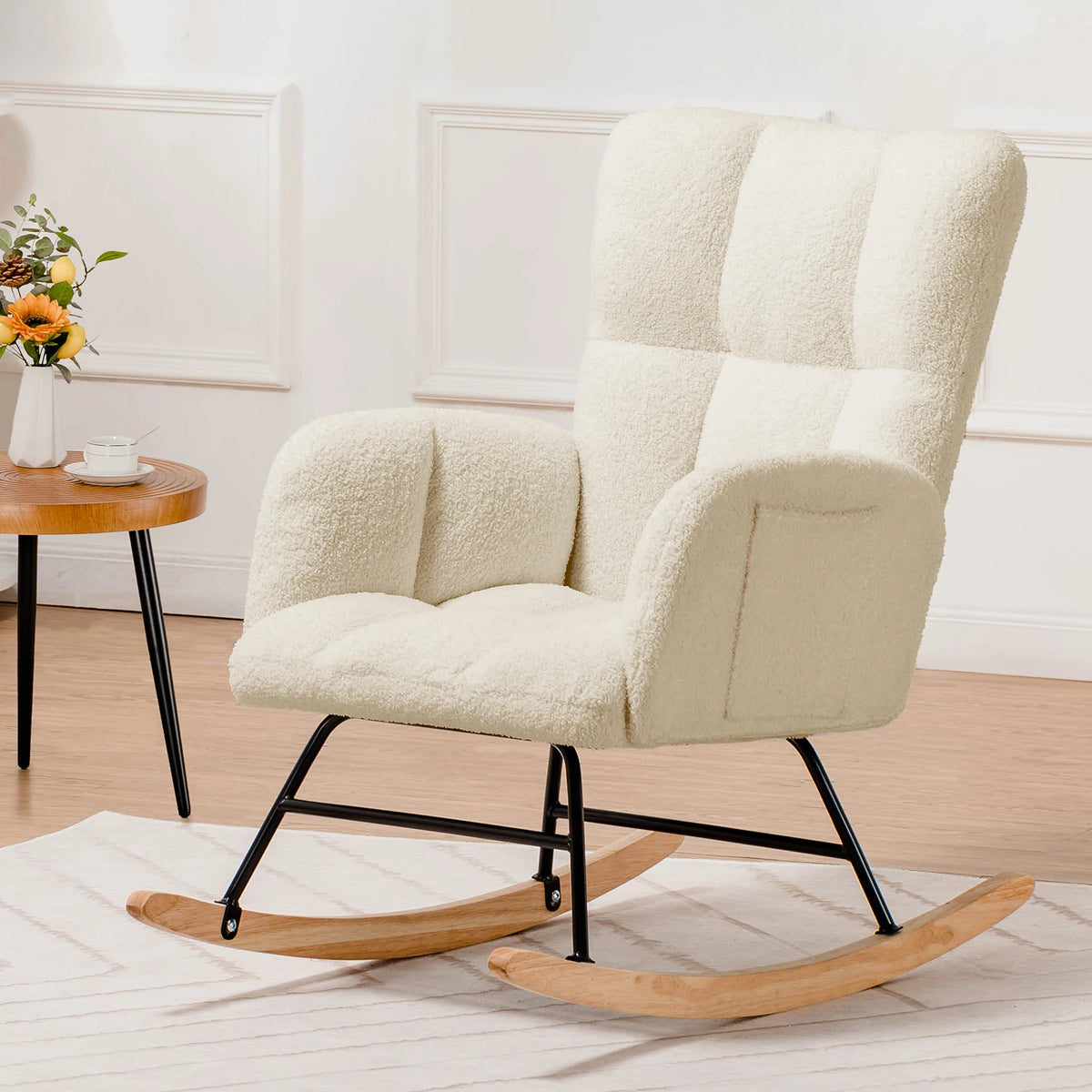 COMHOMA Nursery Rocking Chair With Side Pockets