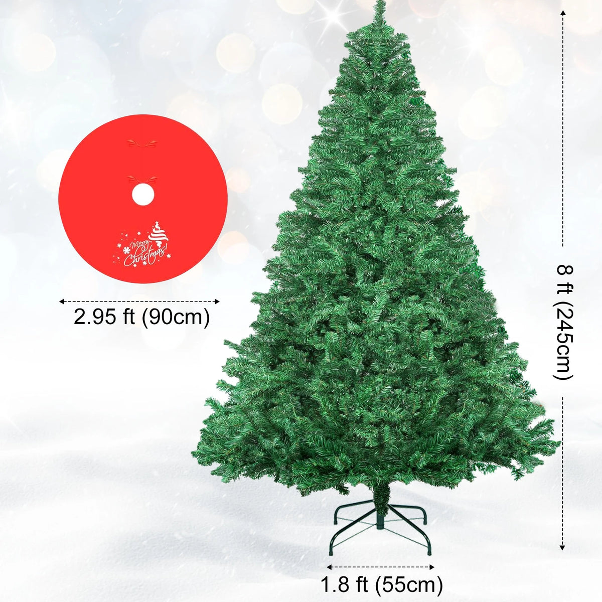 7ft/8ft Spruce Artificial Holiday Christmas Tree for Home/Party Decor W/1300 Branch Tips, Easy Assembly, Metal Hinges&Base