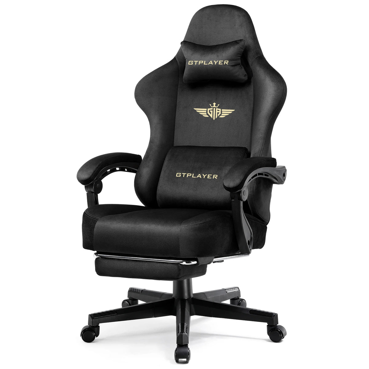 Gtplayer Gaming Chair Fabric with Pocket Spring Cushion, Big and Tall Gaming Chair 350Lbs High Back Computer Chair