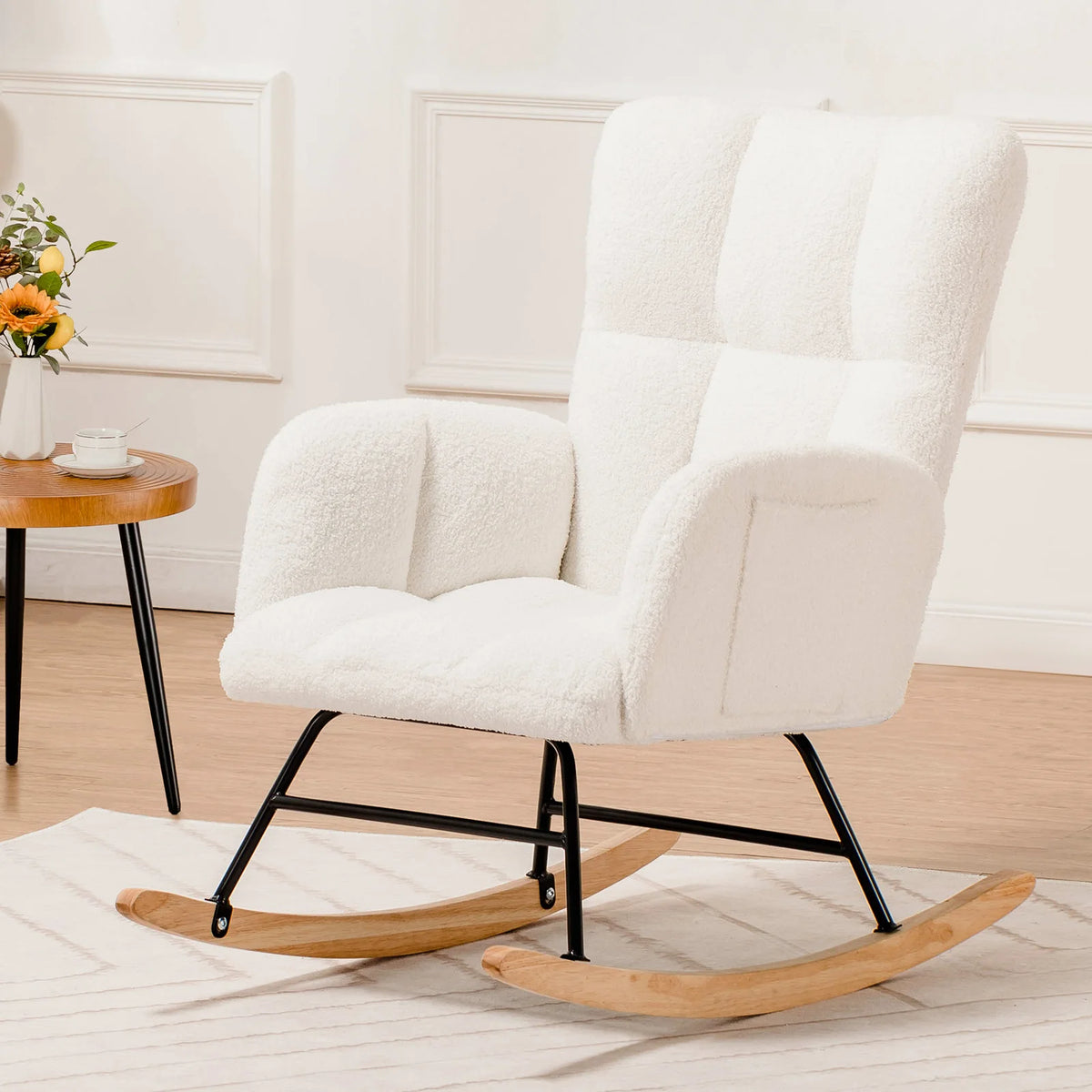 COMHOMA Nursery Rocking Chair With Side Pockets
