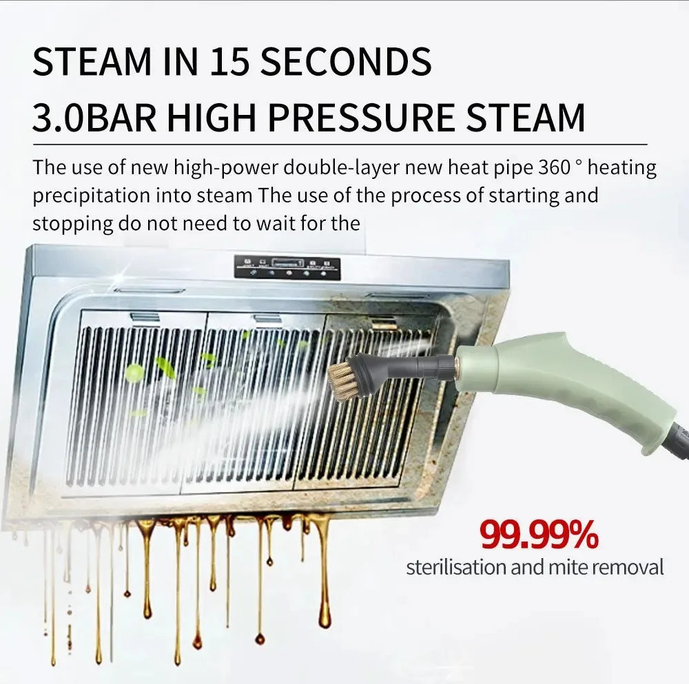 High Pressure Steam Cleaner 3Bar 1500W Portable Household Steam Cleaning Machine With Multiple Accessories