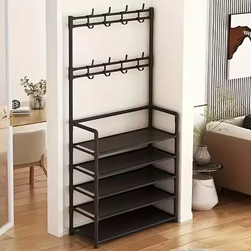 Metal Entryway Shoe Rack and Clothes Hanger