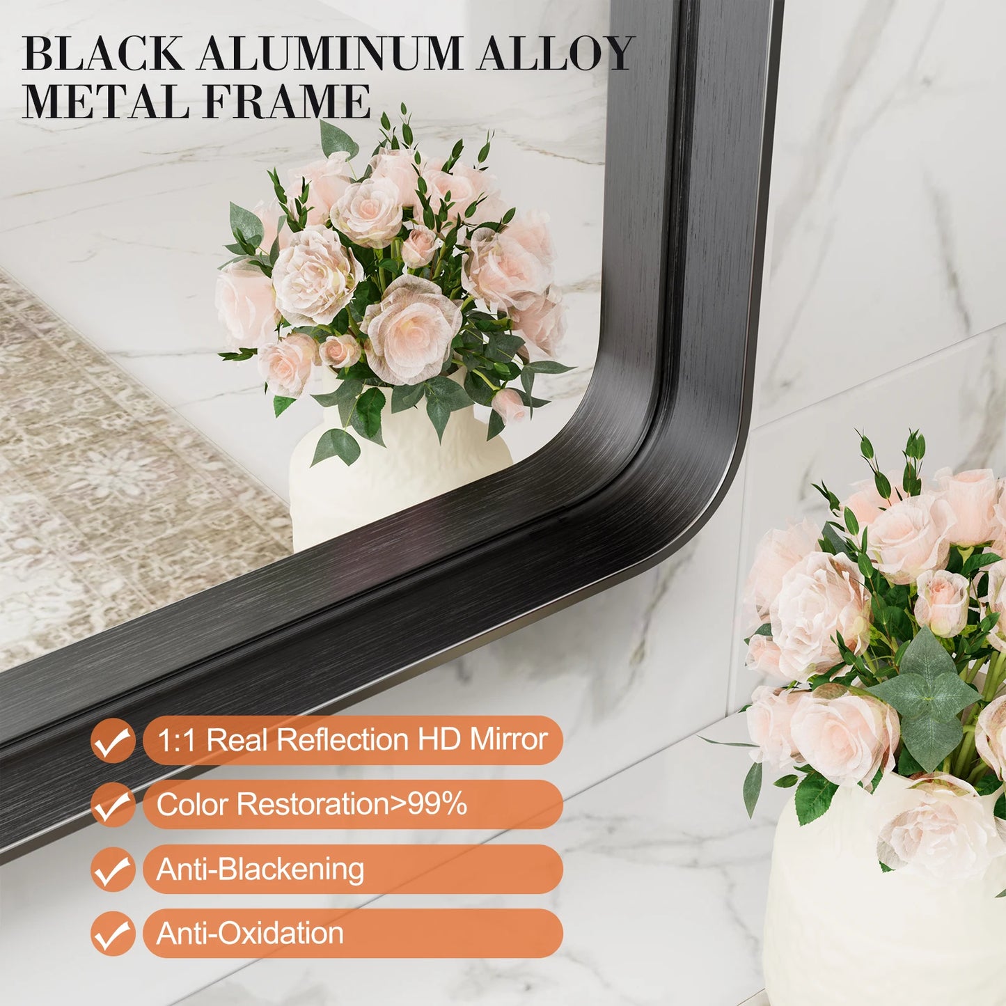 JHK Rectangular Vanity Mirror Wall Mounted Metal Frame