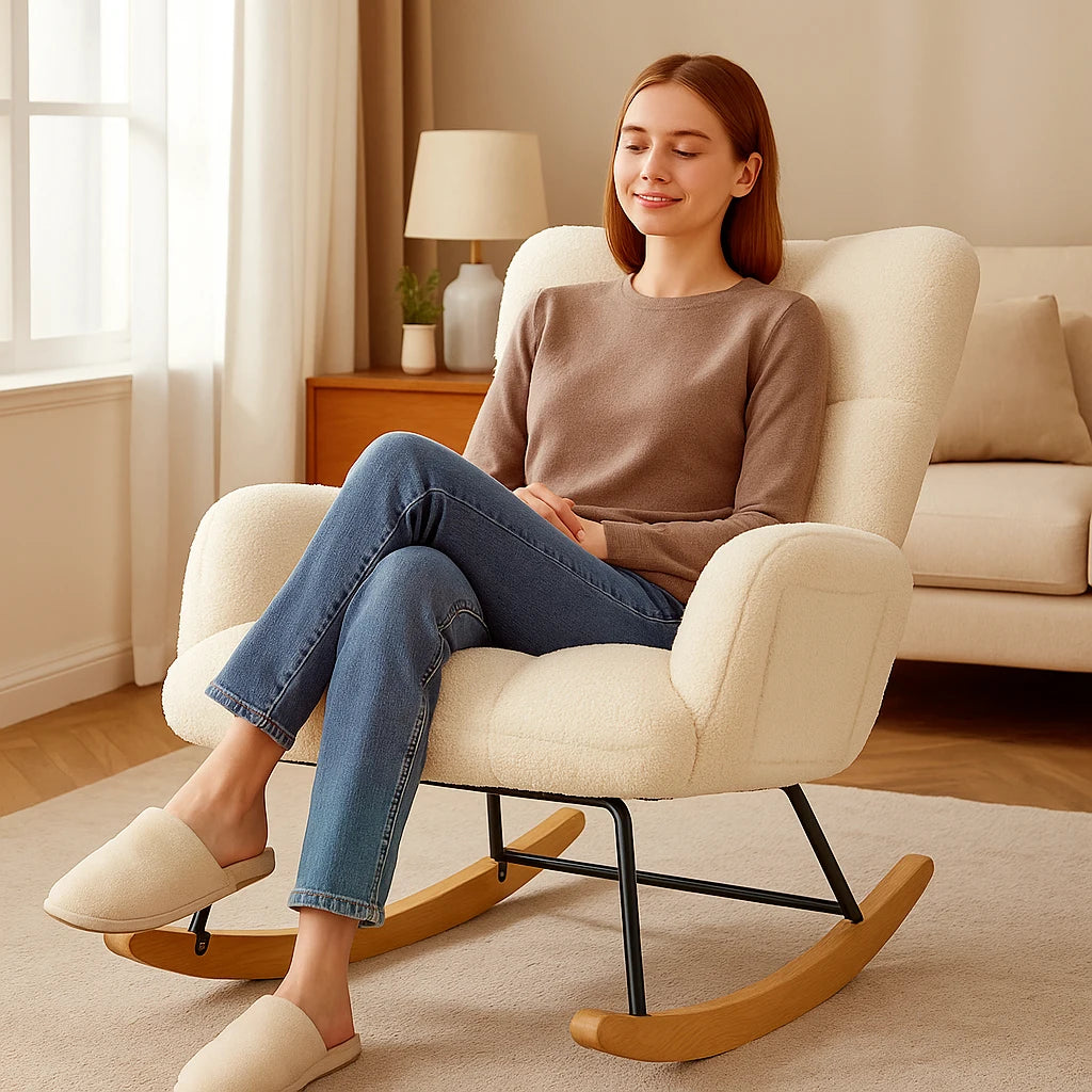COMHOMA Nursery Rocking Chair With Side Pockets