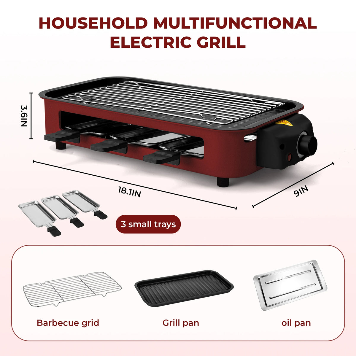 Sumetas Smokeless Electric Grill With Removable Griddle