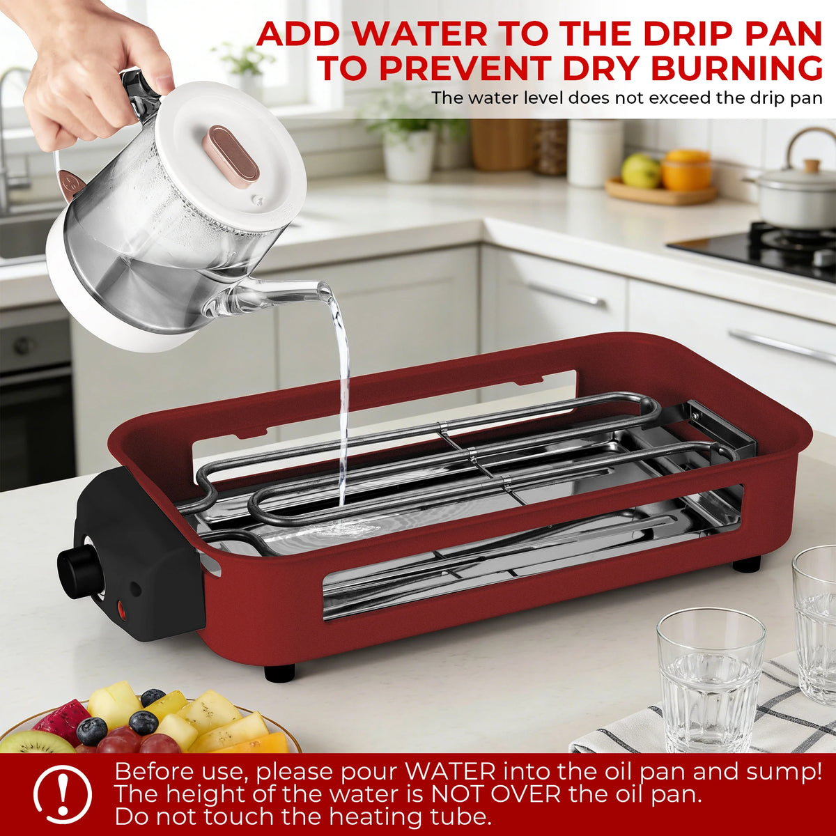 Suslas 2-In-1 Electric Grill Pan With Raclette Pans