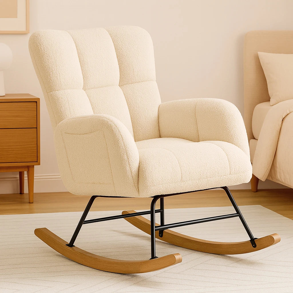 COMHOMA Nursery Rocking Chair With Side Pockets