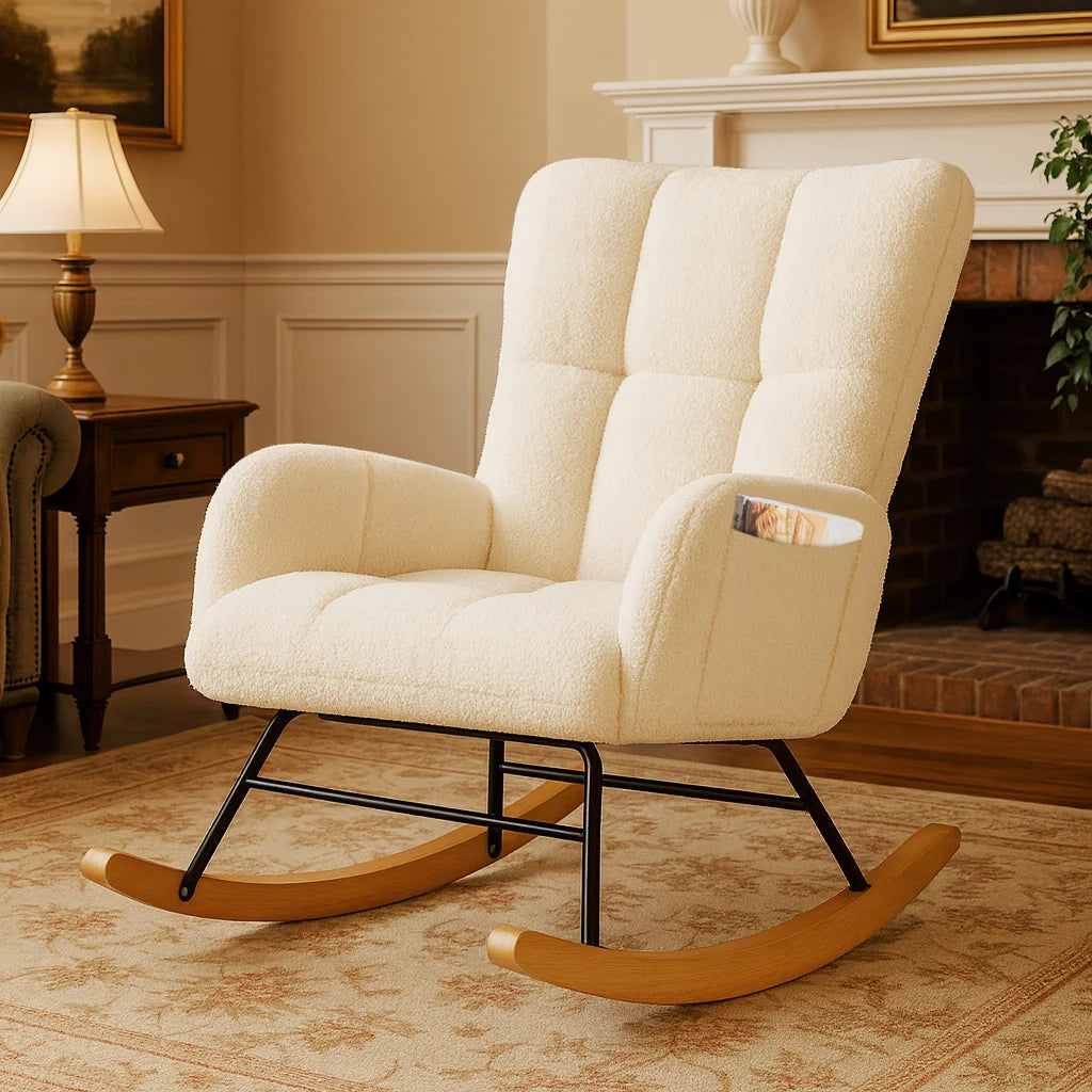 COMHOMA Nursery Rocking Chair With Side Pockets