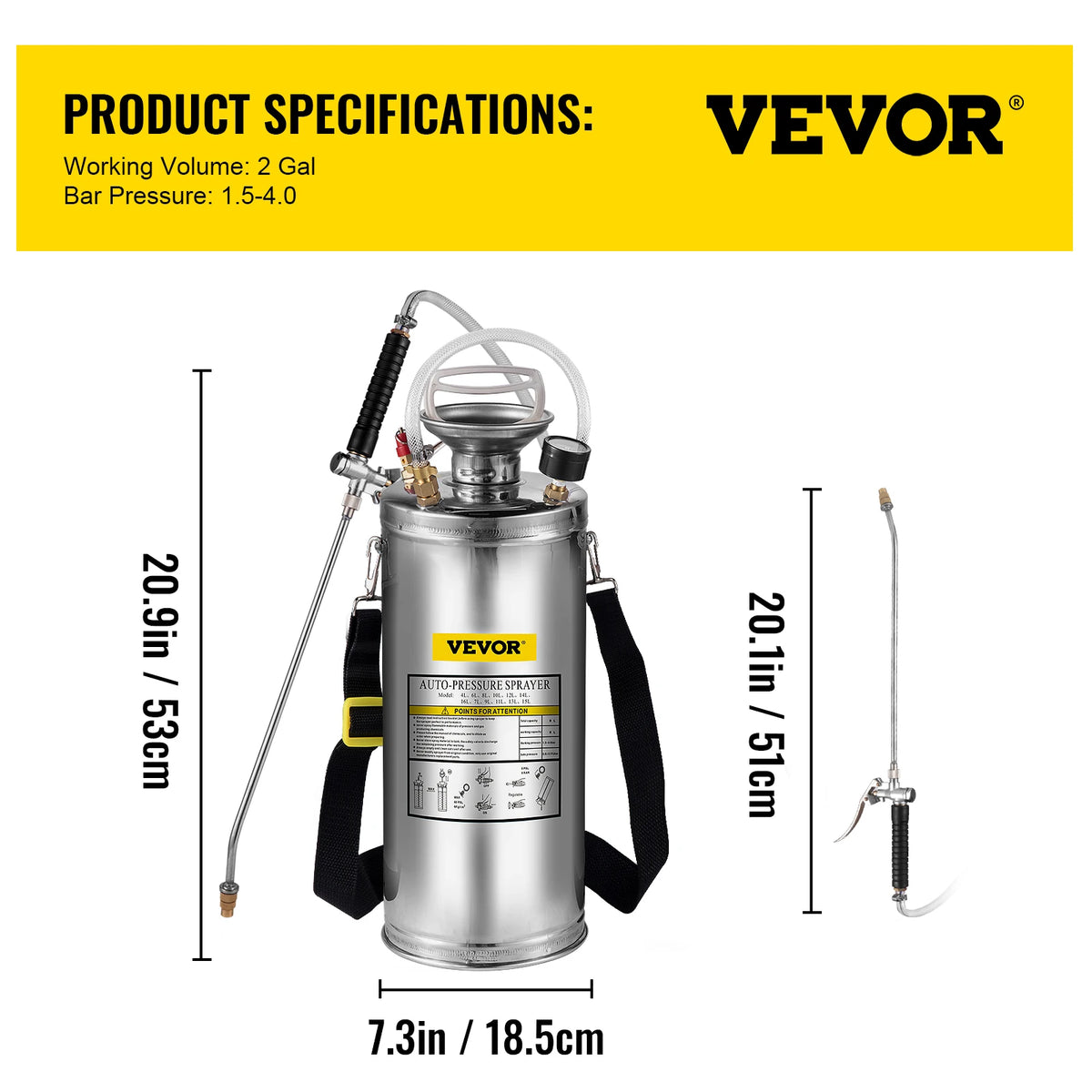 SucceBuy Hand Powered Stainless Steel Sprayer