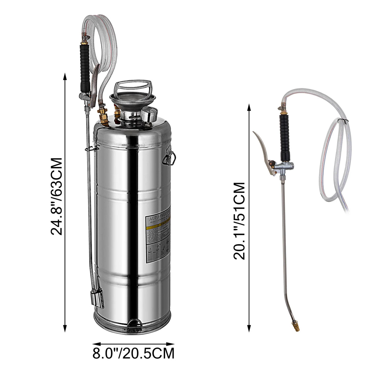 SucceBuy Hand Powered Stainless Steel Sprayer